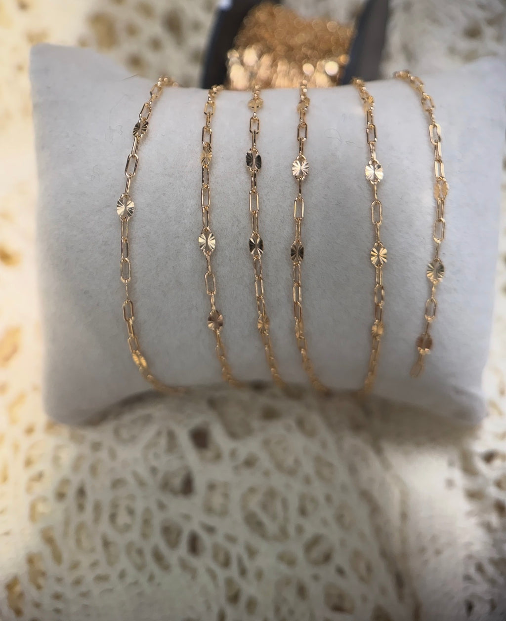 14K Gold Filled Sunburst Paper Clip Chain 1:3