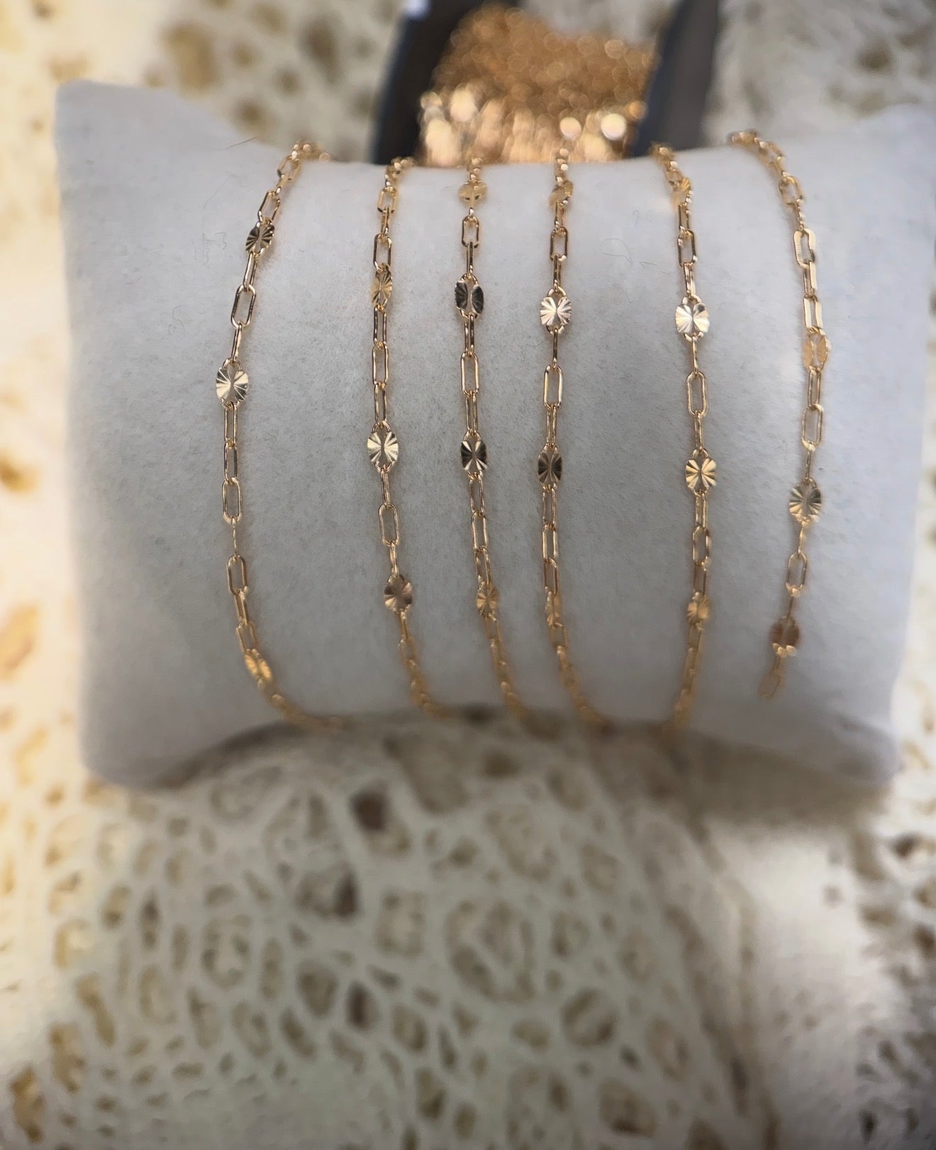 14K Gold Filled Sunburst Paper Clip Chain 1:3