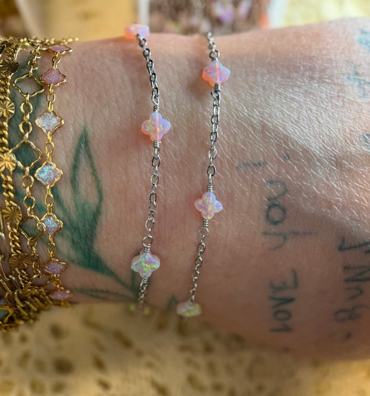 Pink multicolor | fire opal clover