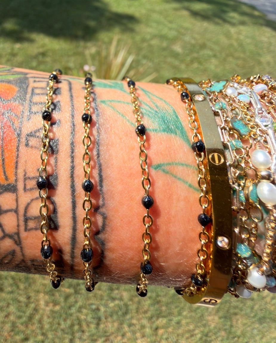 Midnight Black Enamel | PVD Gold Chain