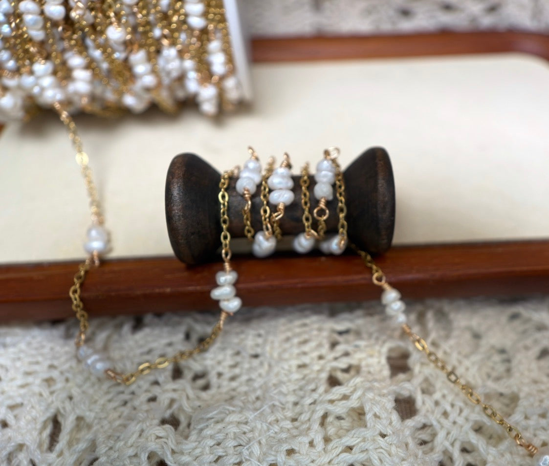 Triple Pearl Twist | Handmade Wire-Wrapped Pearl Chain
