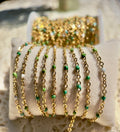 Emerald Mist | Iridescent Green Enamel Chain | 14K PVD Gold & Stainless Silver