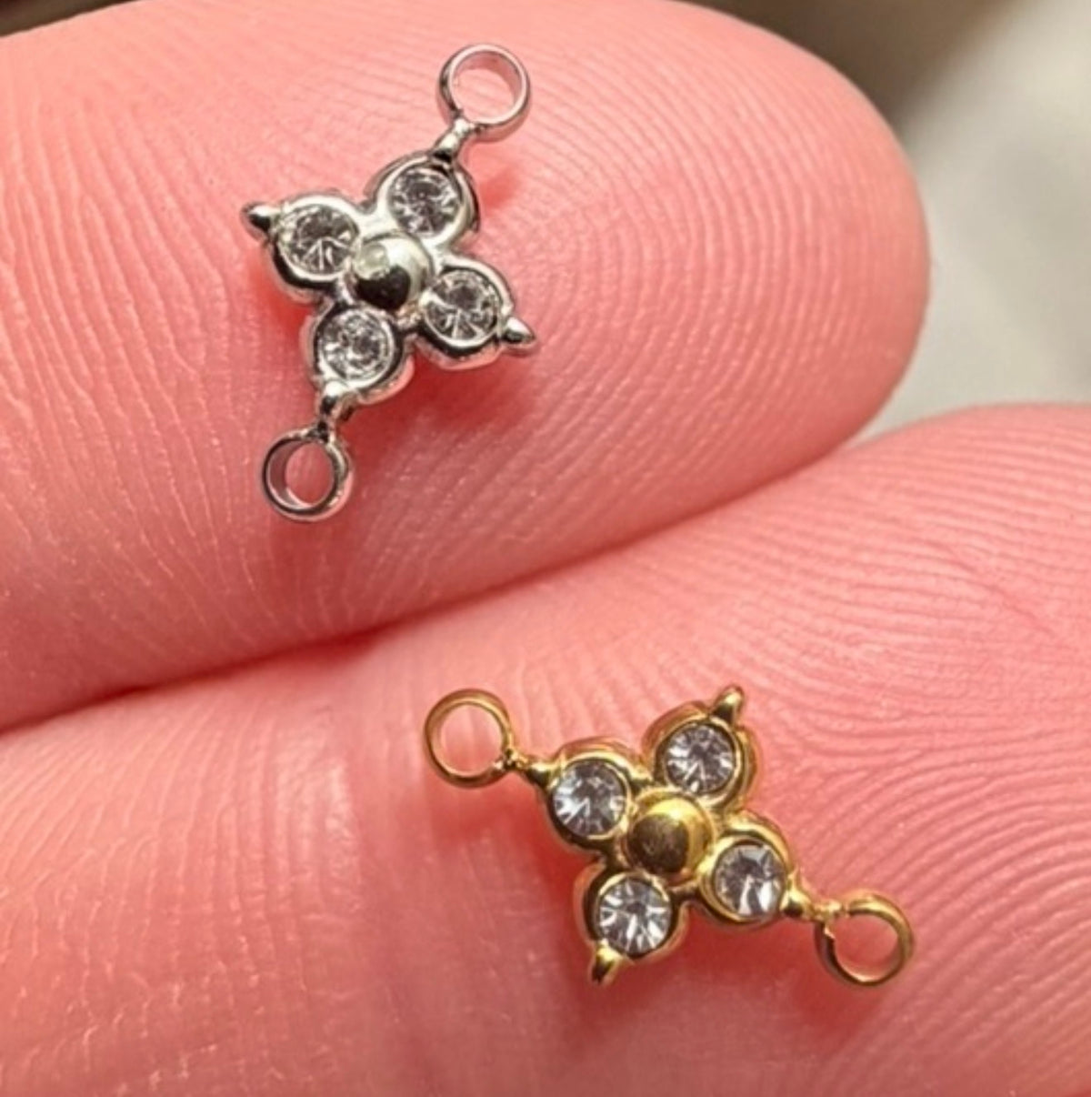 Petals & Sparkle – CZ Flower Connector Charm