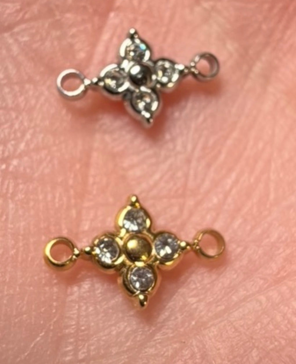 Petals & Sparkle – CZ Flower Connector Charm