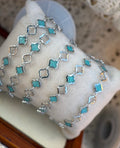 Sparkly Ocean Blue Clover Chain | Stainless Silver