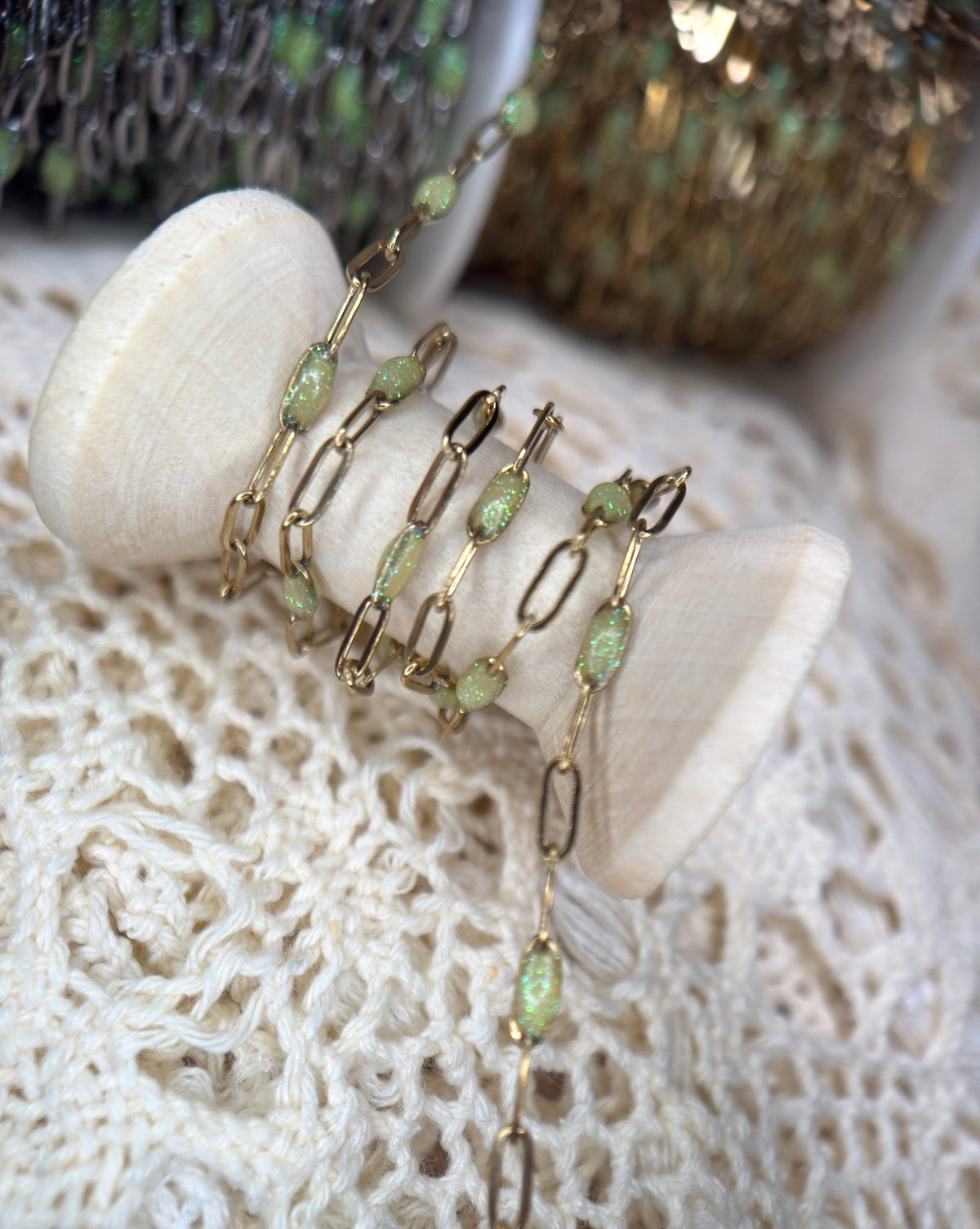 Sparkly Green Peridot ✨ | Paper Clip Chain