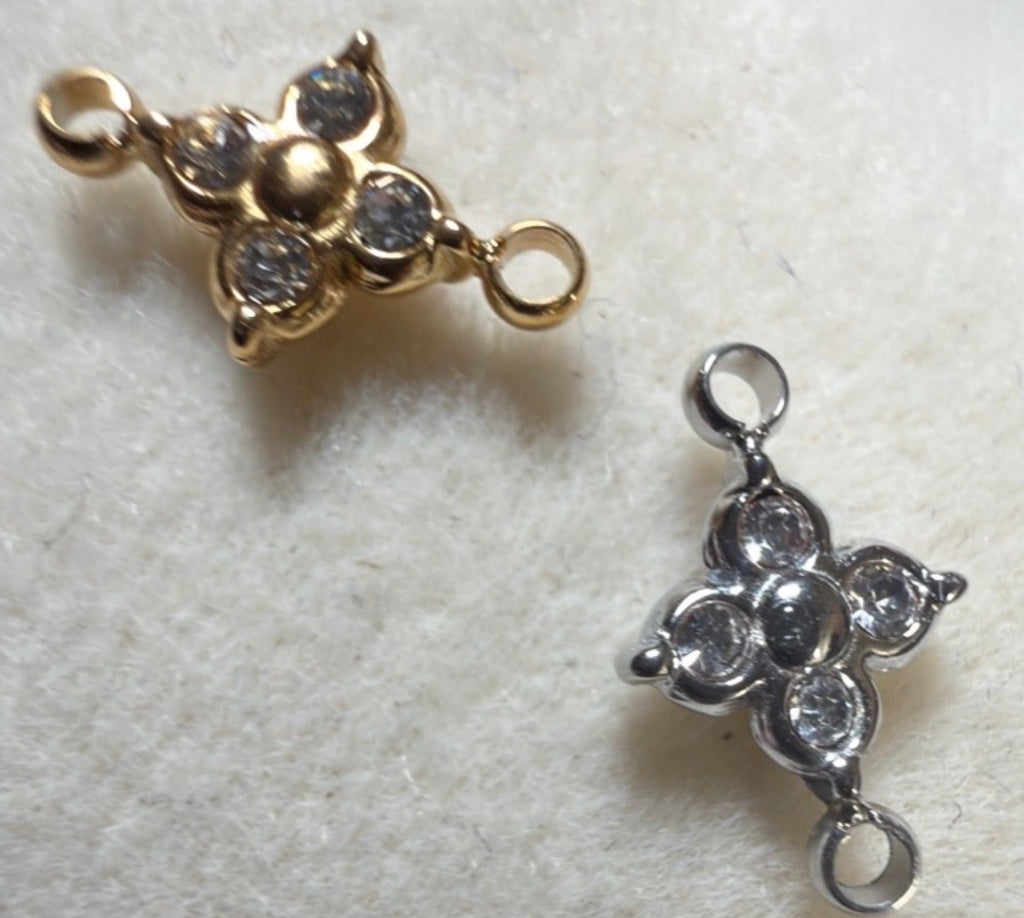 Petals & Sparkle – CZ Flower Connector Charm
