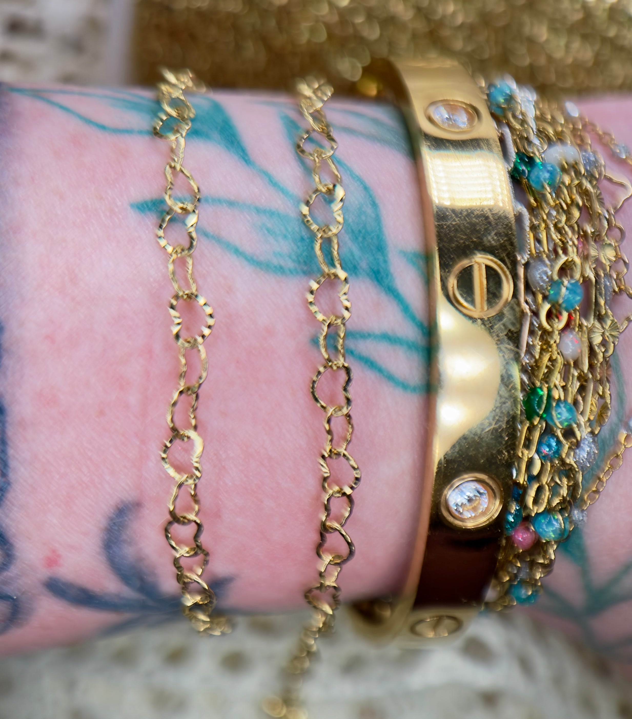 Sunflower Hearts Textured Chain PVD