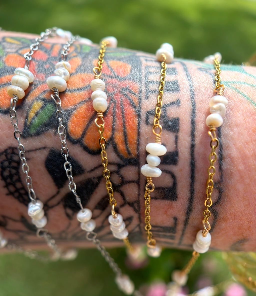 Triple Pearl Twist | Handmade Wire-Wrapped Pearl Chain