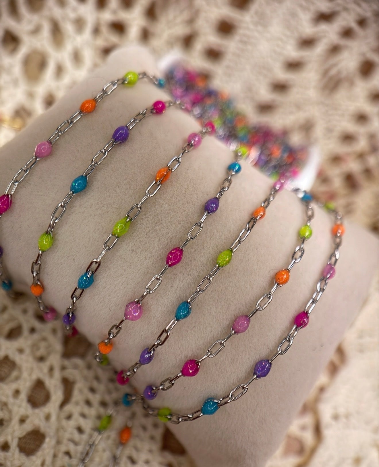 Electric Cowgirl Neon Sunburst Paper Clip Chain