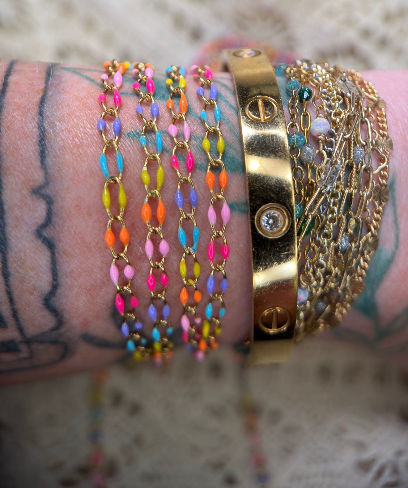 Rainbow Summer Sunset | Oval Link Chain