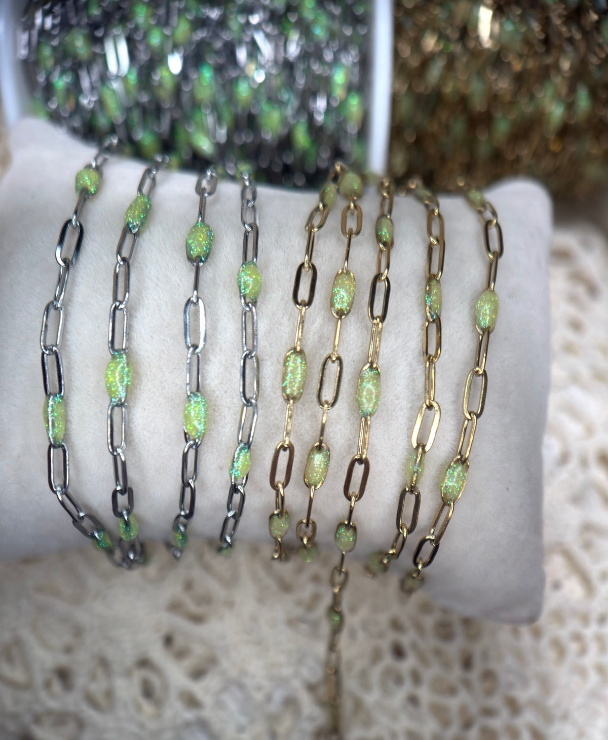 Sparkly Green Peridot ✨ | Paper Clip Chain