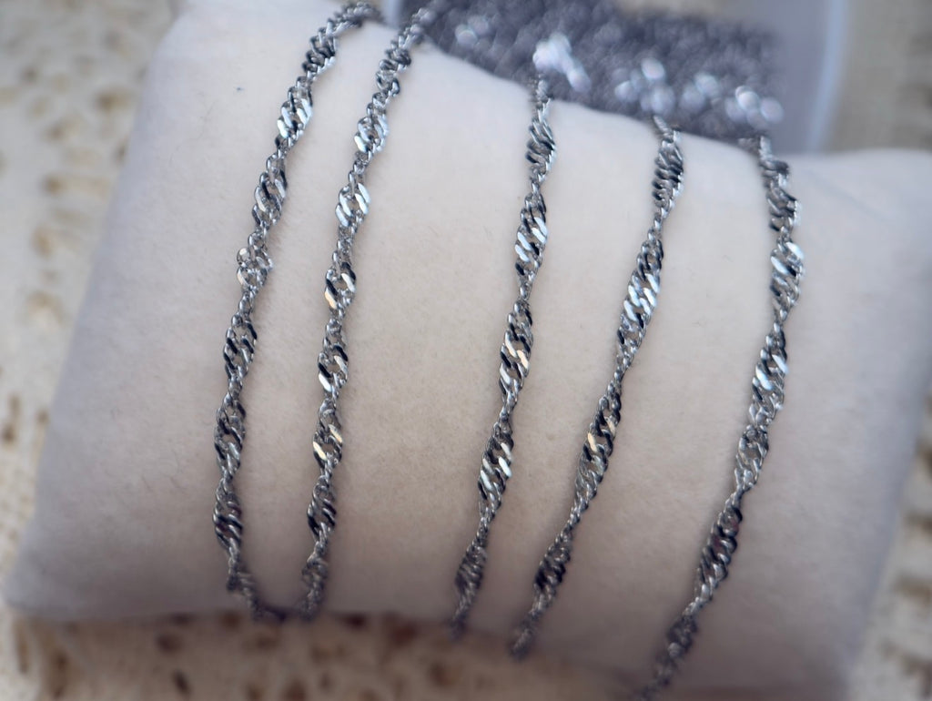 Silver Twist | Stainless Steel Singapore Chain