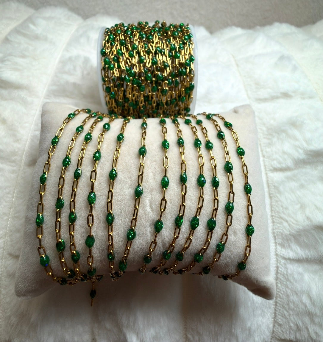 14K PVD/316 Stainless Steel Birthstone - May Emerald