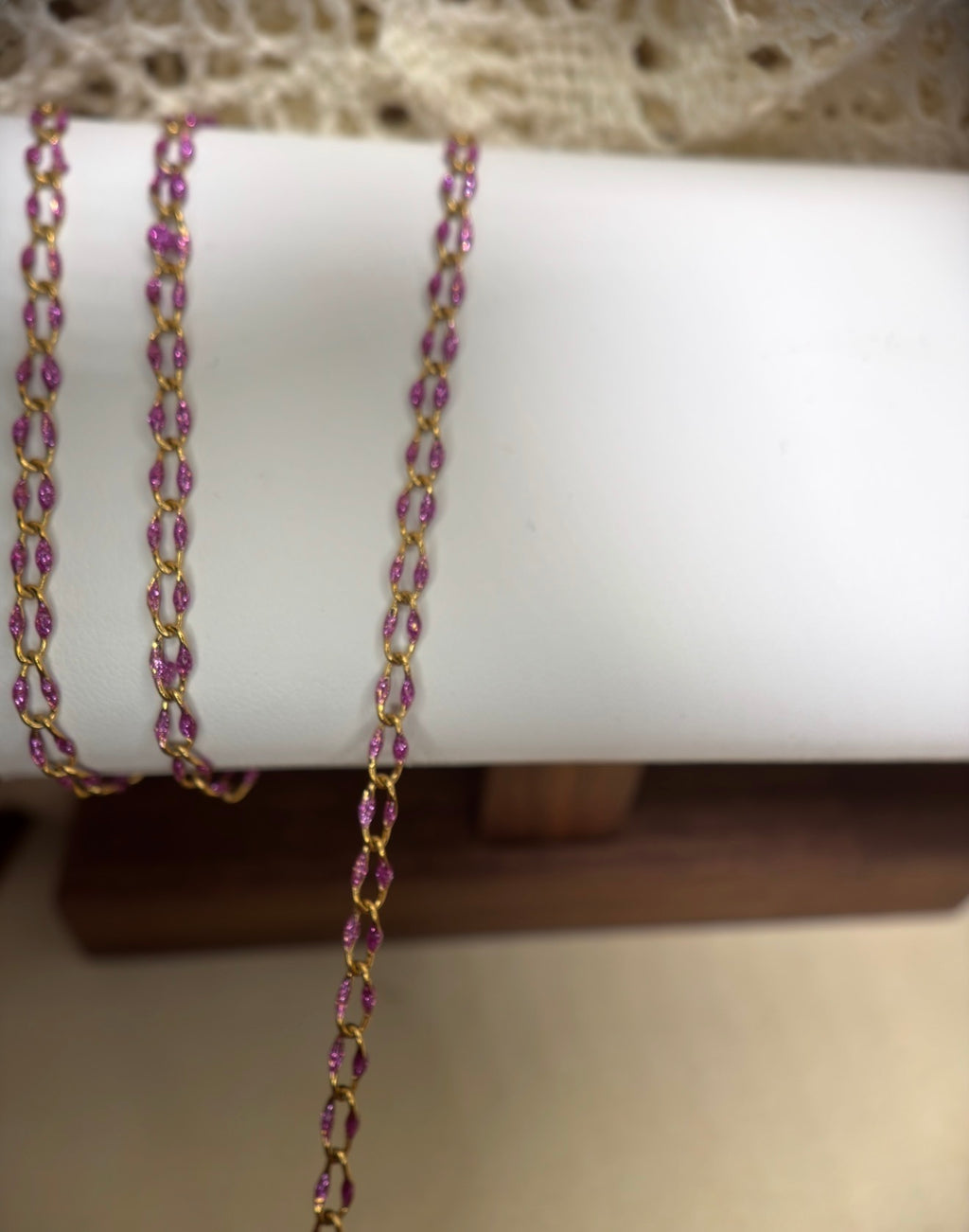 Wild Iris | Sparkly Purple Enamel Oval Link Chain | 14K PVD Gold & 304 Stainless Steel