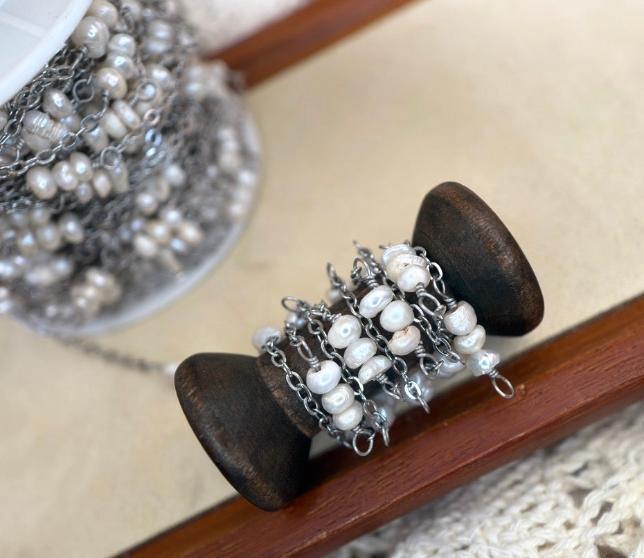 Triple Pearl Twist | Handmade Wire-Wrapped Pearl Chain