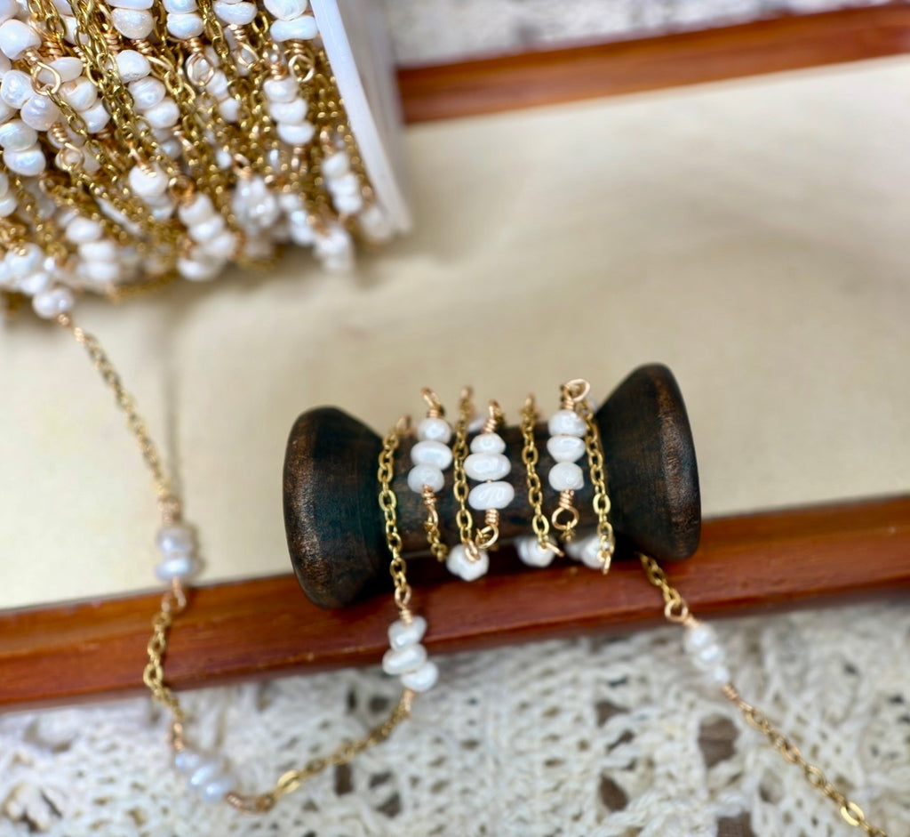 Triple Pearl Twist | Handmade Wire-Wrapped Pearl Chain