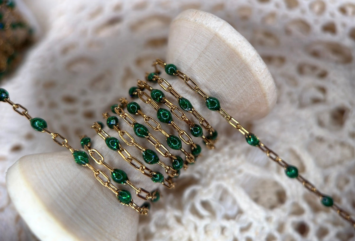14K PVD/316 Stainless Steel Birthstone - May Emerald
