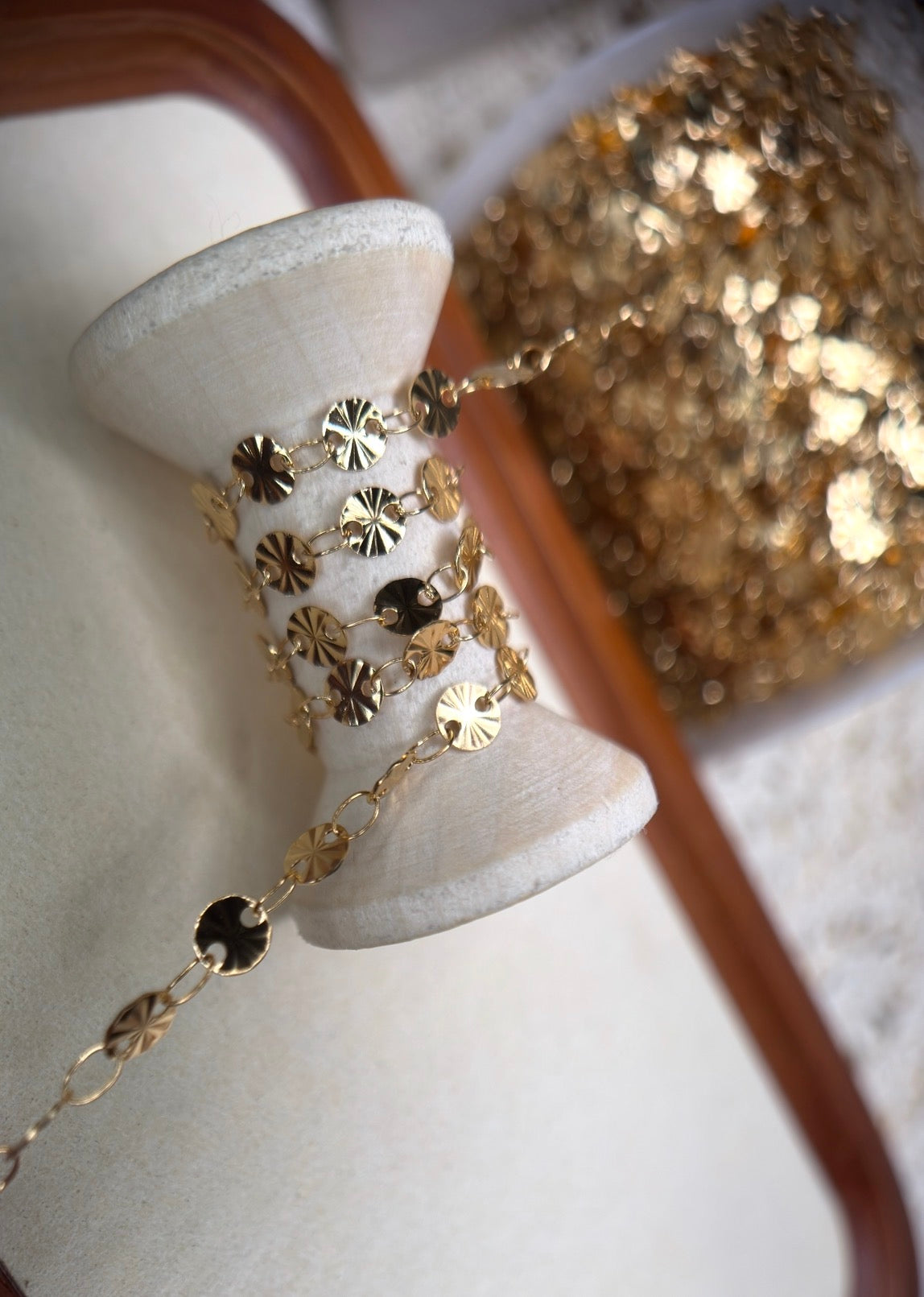 🤠 Cowgirl Confetti | Textured Sequin Disc Chain | 14K PVD Gold & 304 Stainless Steel