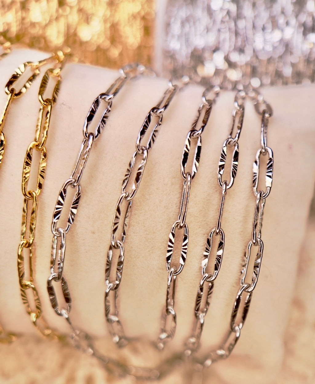 Lilly Rose Luxe Textured Paper Clip Chain 14k PVD GOLD||STAINLESS SILVER