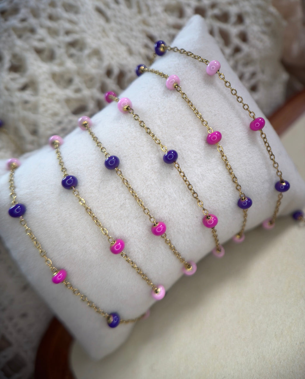 Lush Baddie — Pink & Purple Enamel Satellite Chain