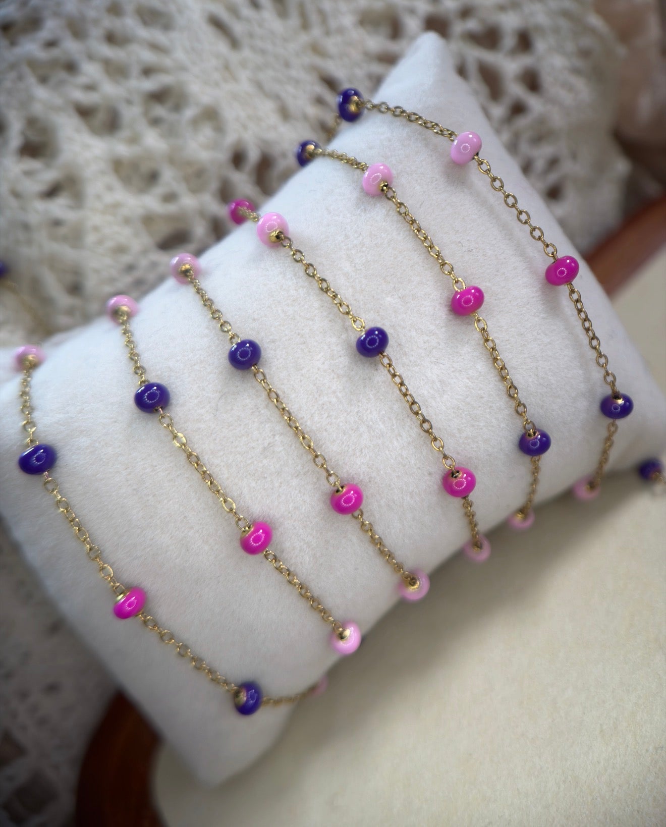 Lush Baddie — Pink & Purple Enamel Satellite Chain