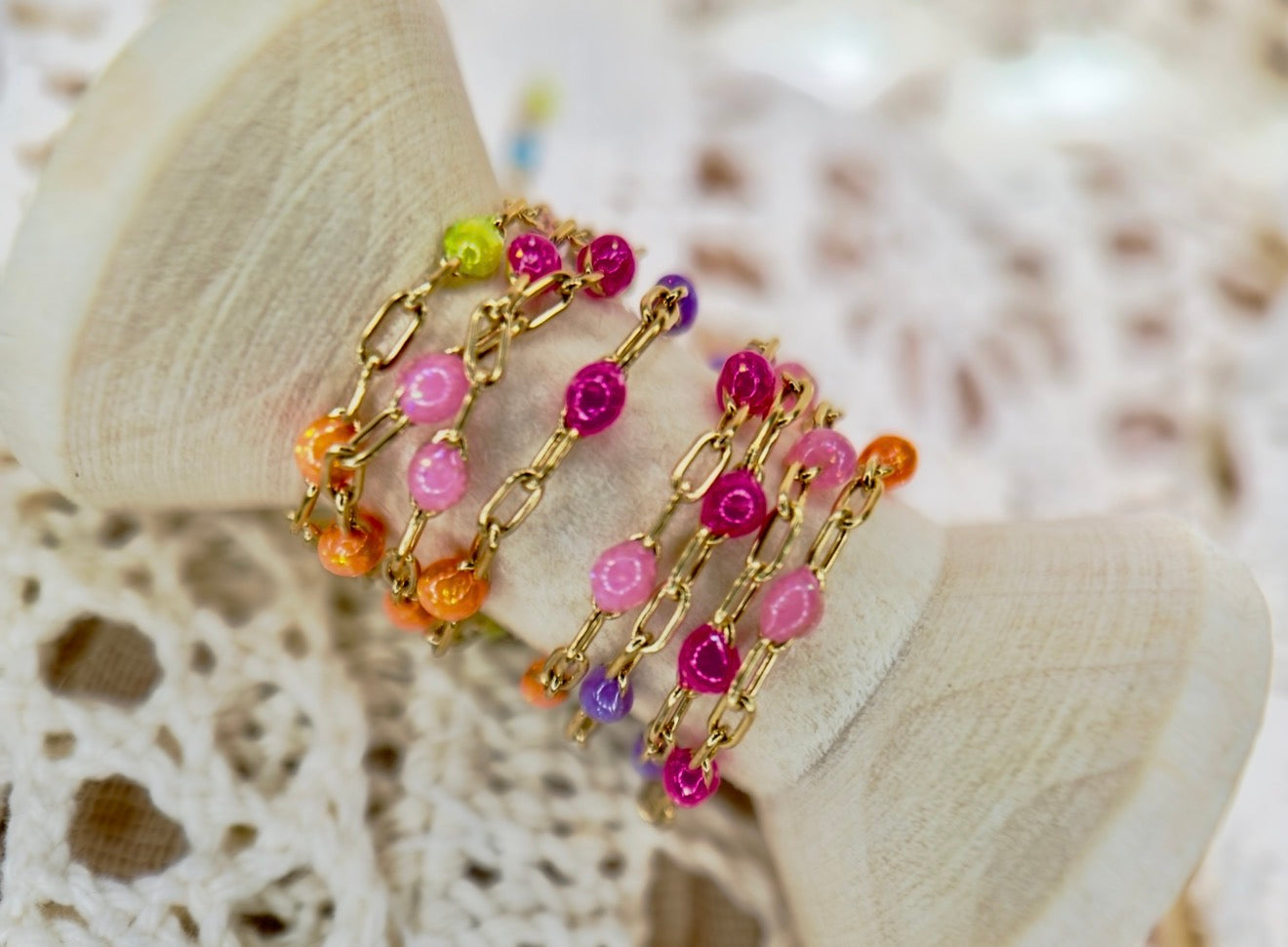 Electric Cowgirl Neon Sunburst Paper Clip Chain