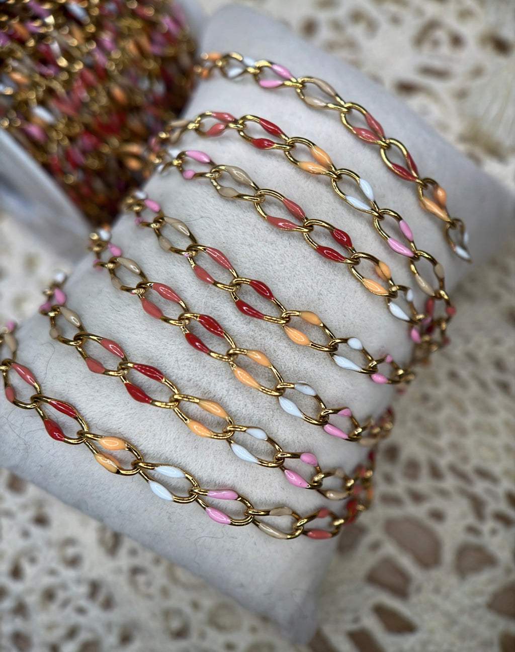 Cream Soda Enamel Oval Link Chain