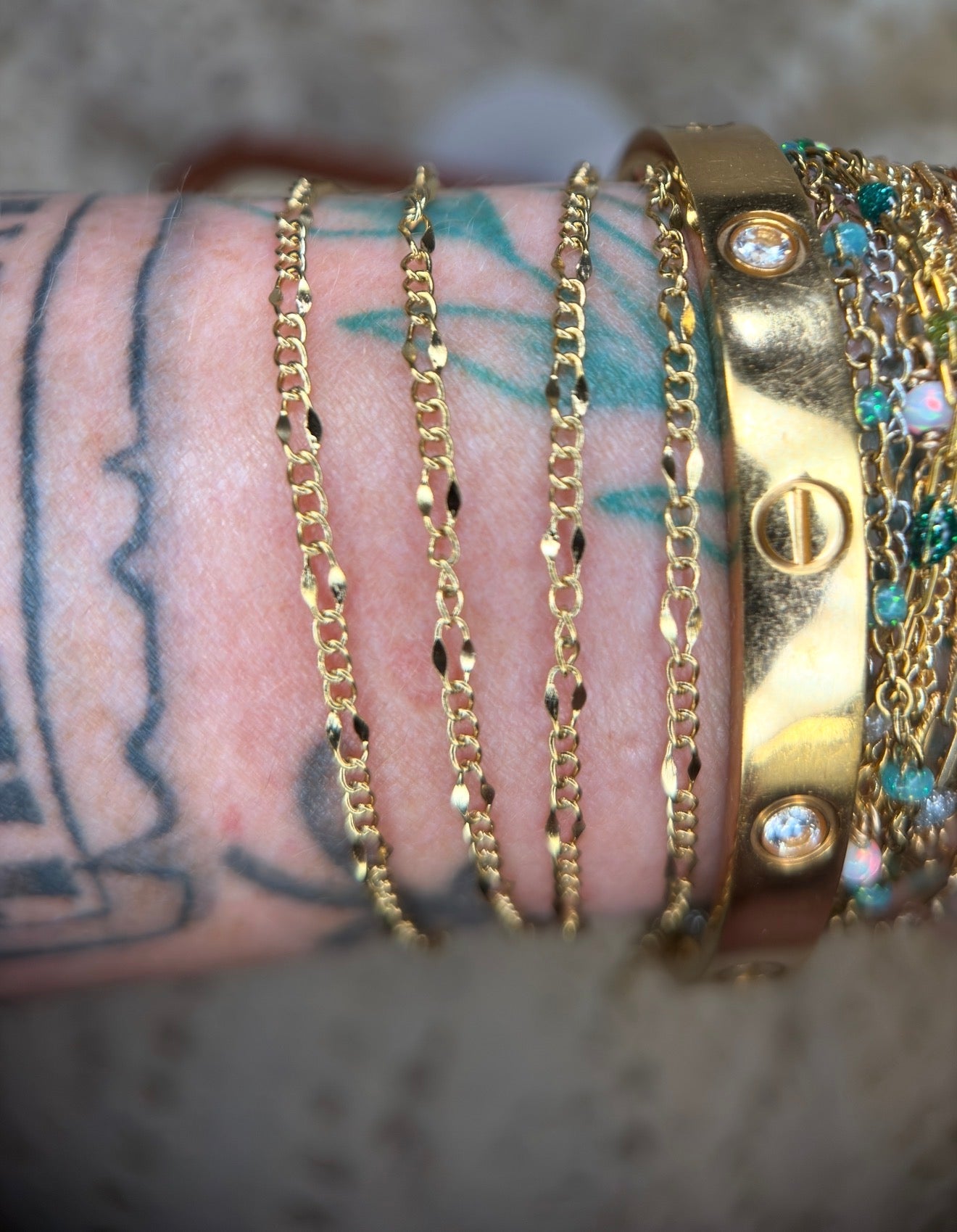 The Sedona | Dainty 14K PVD Gold Figaro Chain