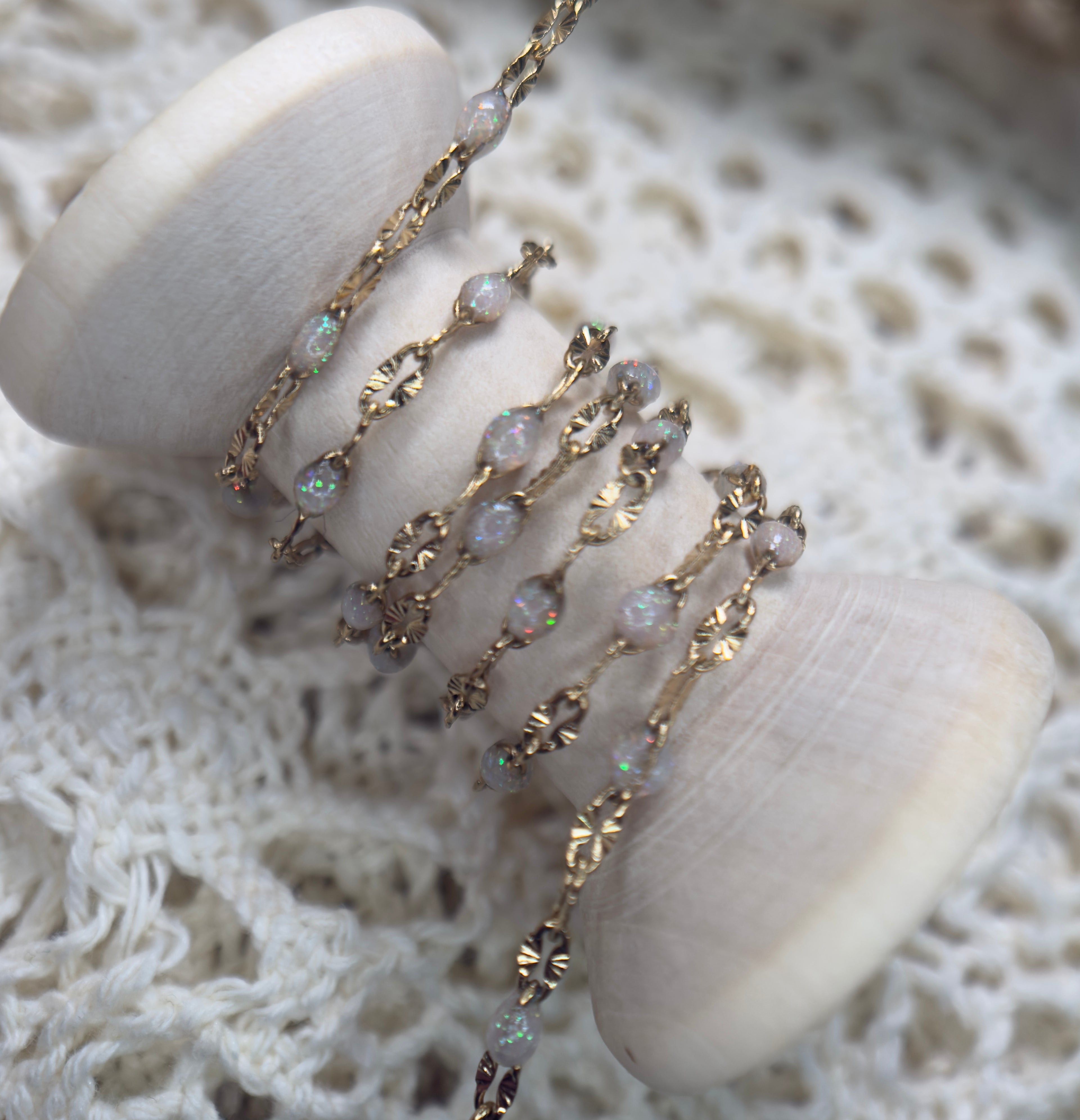 Opal Sunburst lip | 14k PVD Gold Surgical Stainless Steel Sunburst lip Chain