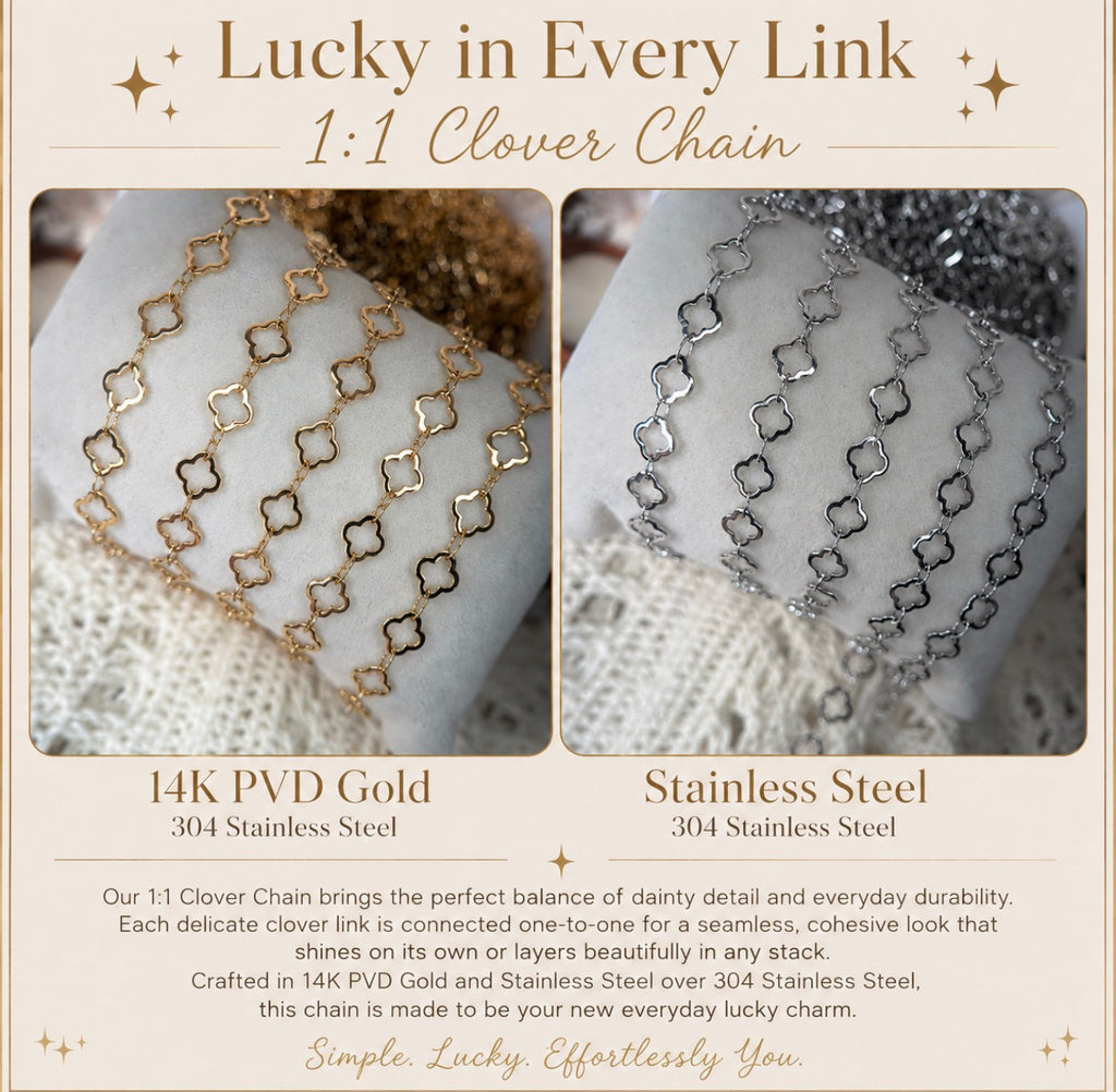 🍀 Luck in Every Link — 1:1 Clover Chain