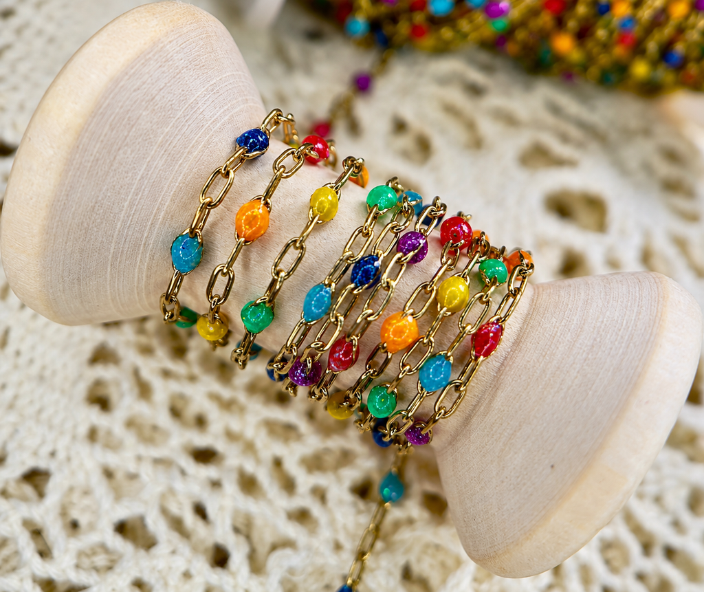 Coat of many colors Sunburst Chain – 14K PVD Gold & 316 Surgical Stainless Steel