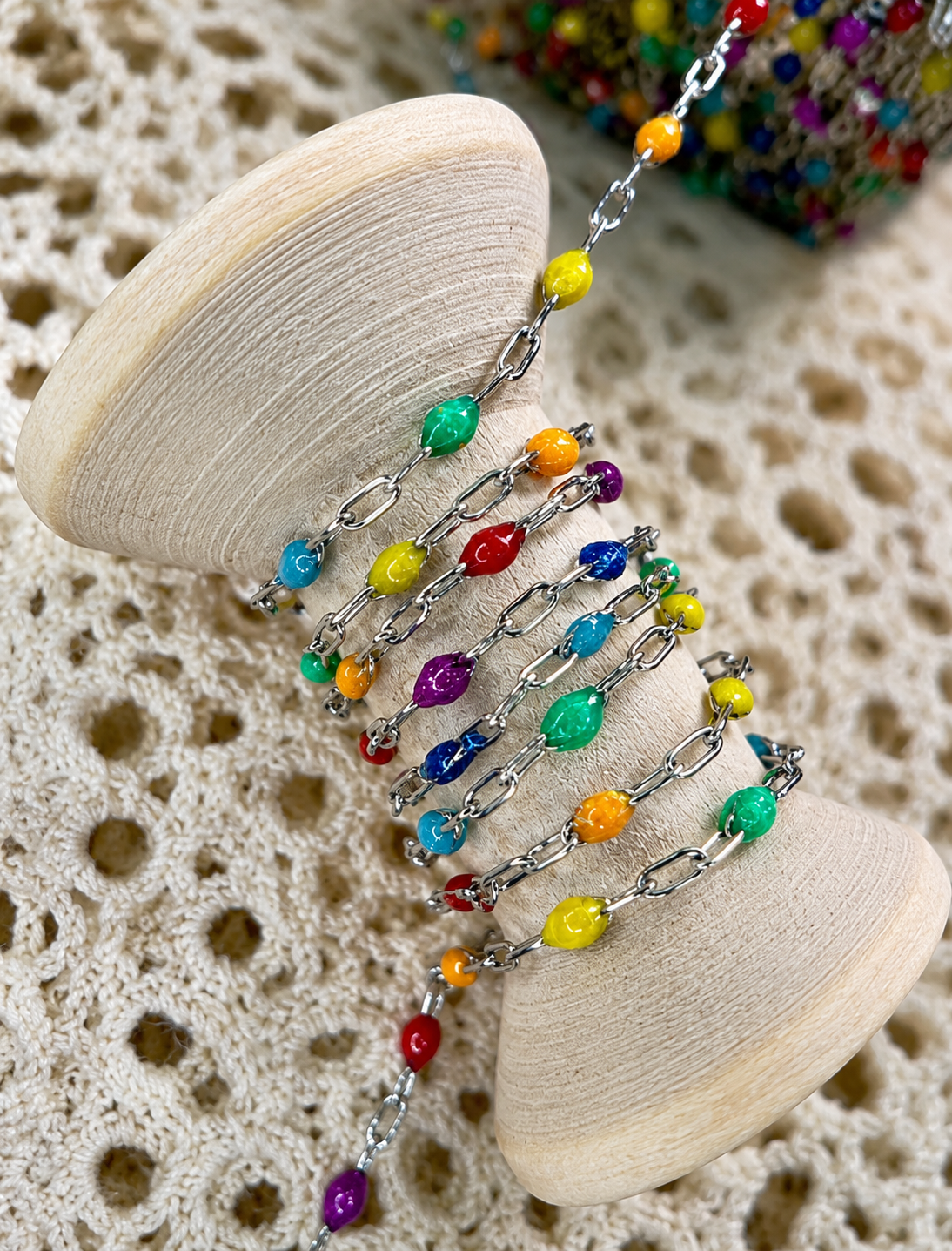 Coat of many colors Sunburst Chain – 14K PVD Gold & 316 Surgical Stainless Steel