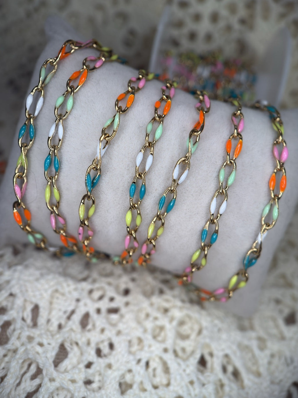 Sunset Boardwalk Neon Enamel | PVD Gold Oval Link Chain