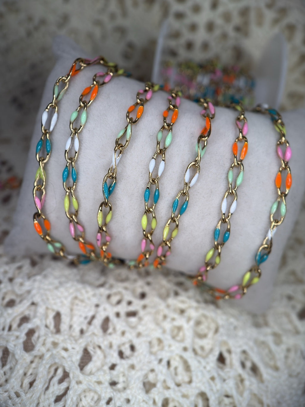 Sunset Boardwalk Neon Enamel | PVD Gold Oval Link Chain