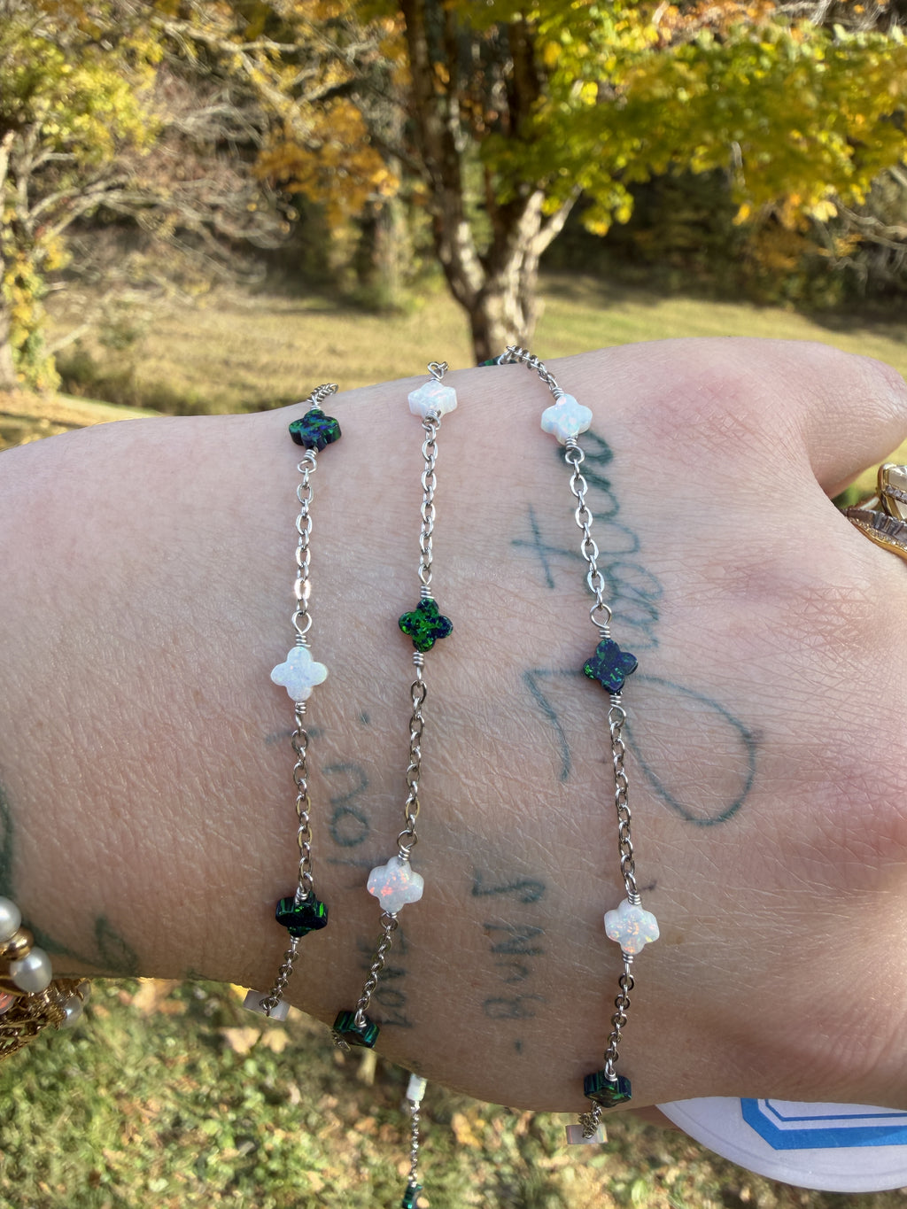 Emerald Glow Opalite Clover Chain TM
