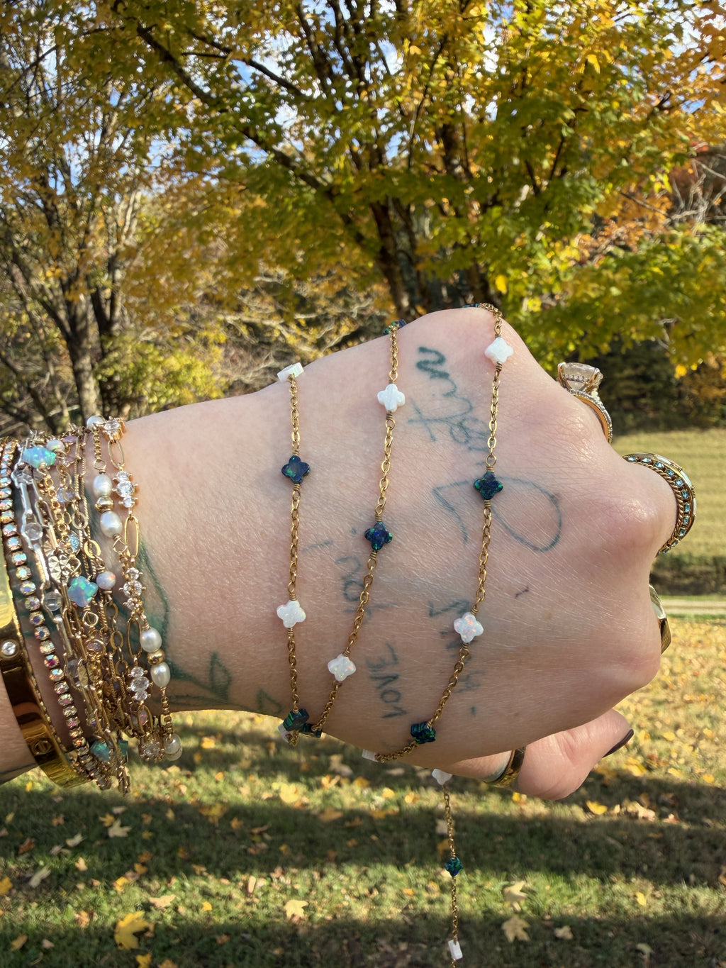 Emerald Glow Opalite Clover Chain TM