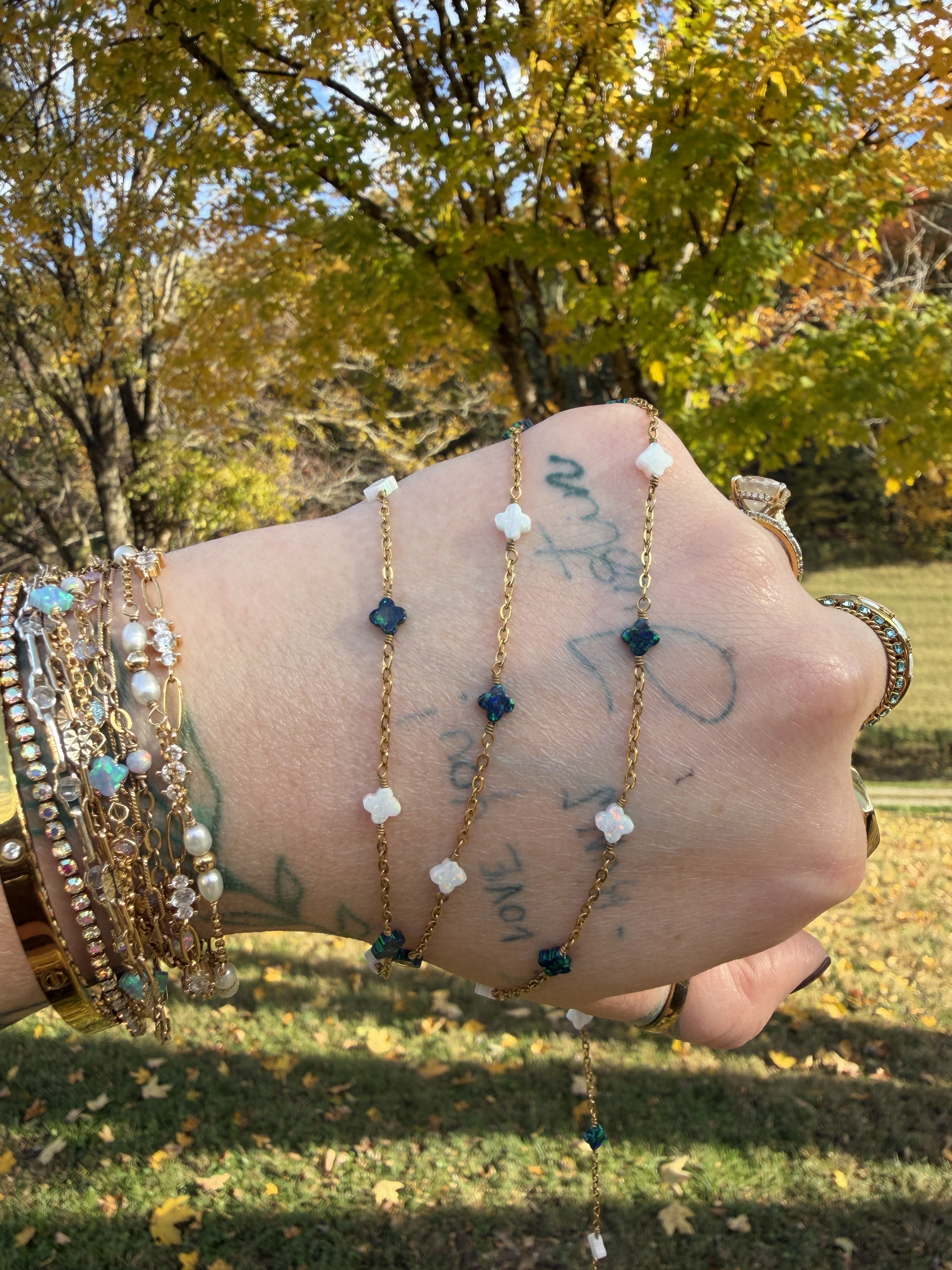Emerald Glow Opalite Clover Chain TM