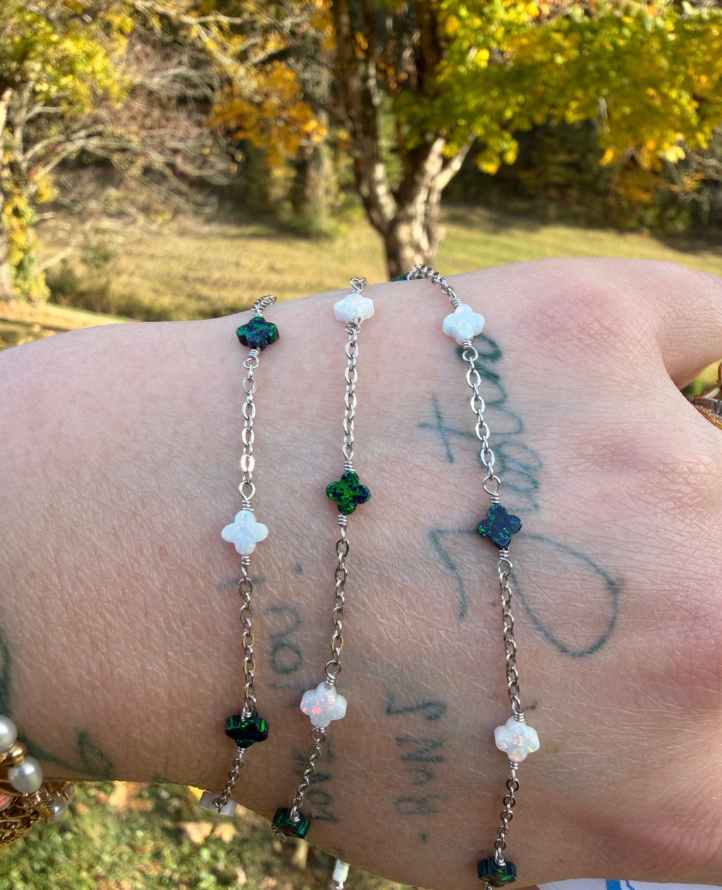 Emerald Glow Opalite Clover Chain TM