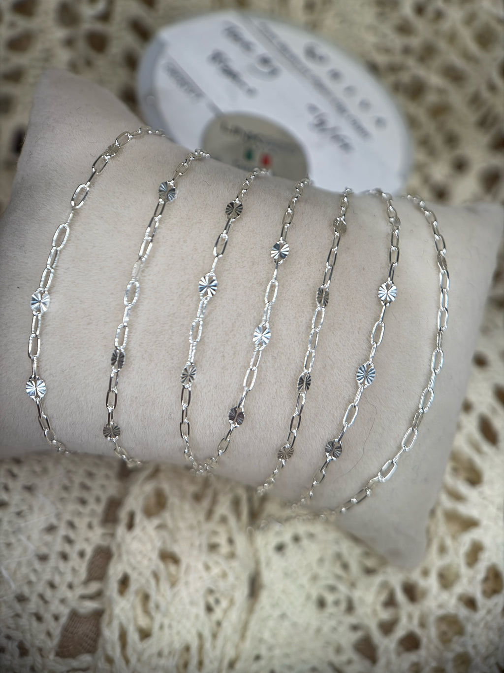 Sterling Silver Starburst Small Paper Clip Link Chain 1:3
