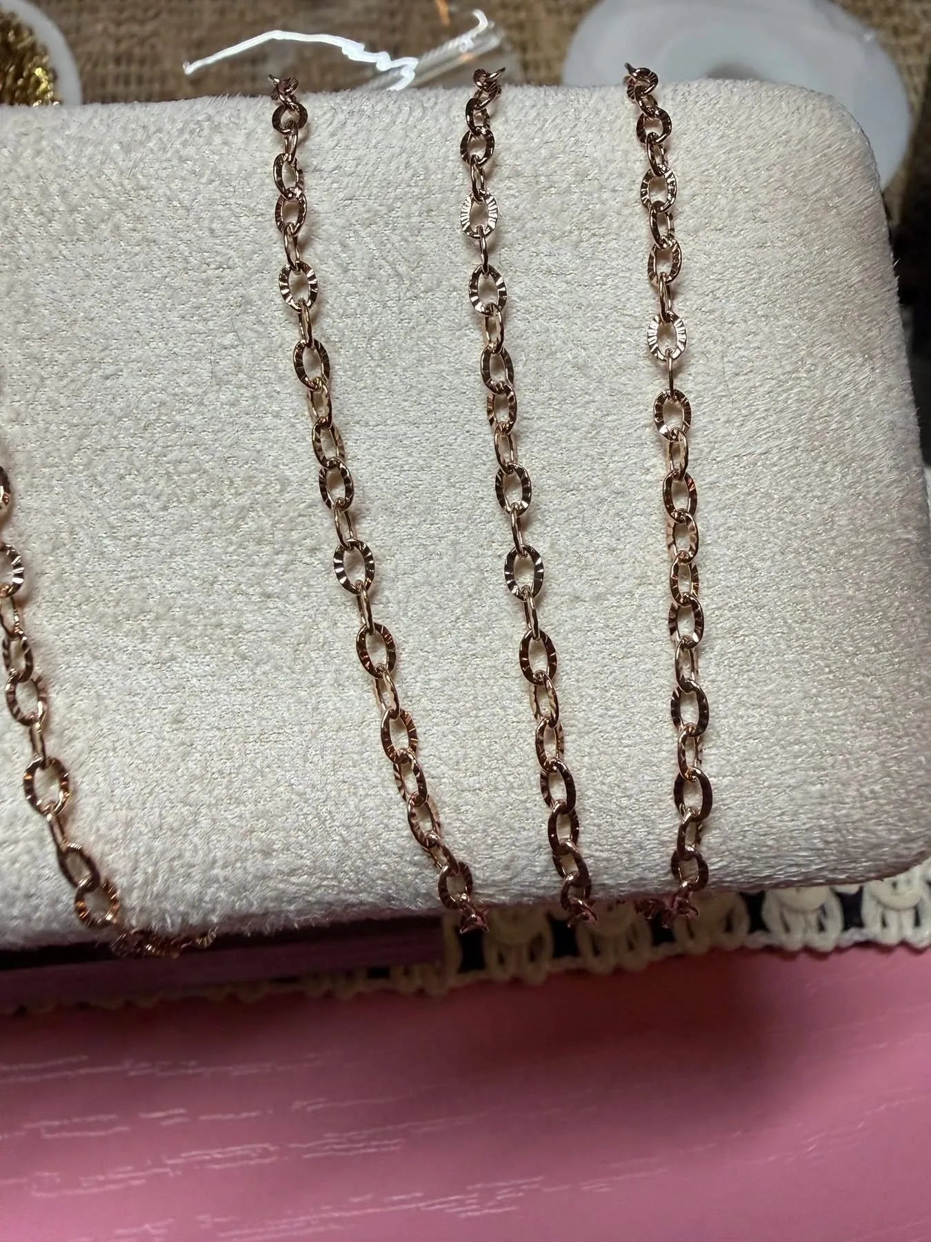 PVD Rose Gold Textured Oval Chain
