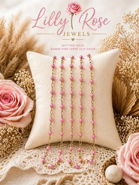 Barbie Pink | 14K PVD Gold Paper Clip Chain