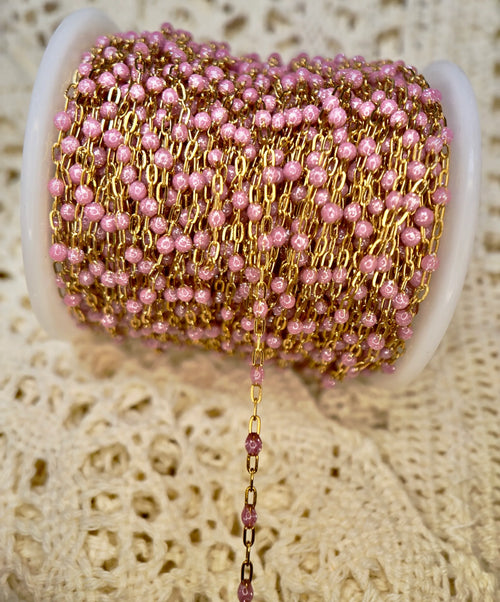 Barbie Pink | 14K PVD Gold Paper Clip Chain