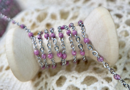Barbie Pink Enamel | 304 Stainless Steel Satellite Chain