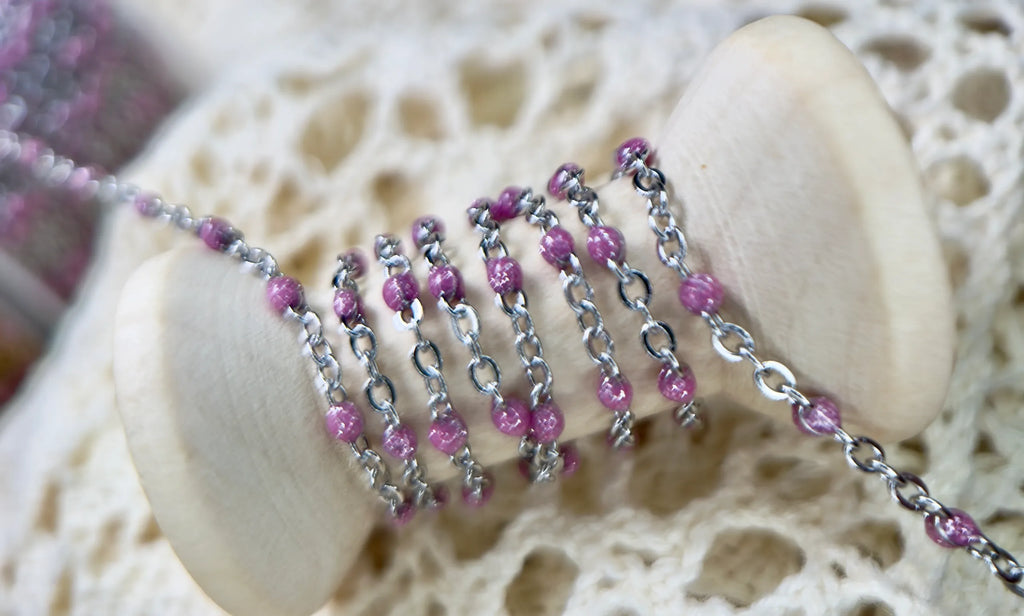 Barbie Pink Enamel | 304 Stainless Steel Satellite Chain