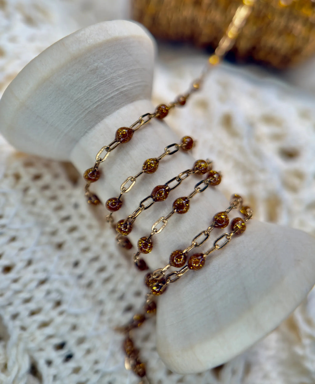 Citrine Enamel | 14k Gold PVD Paper Clip Chain