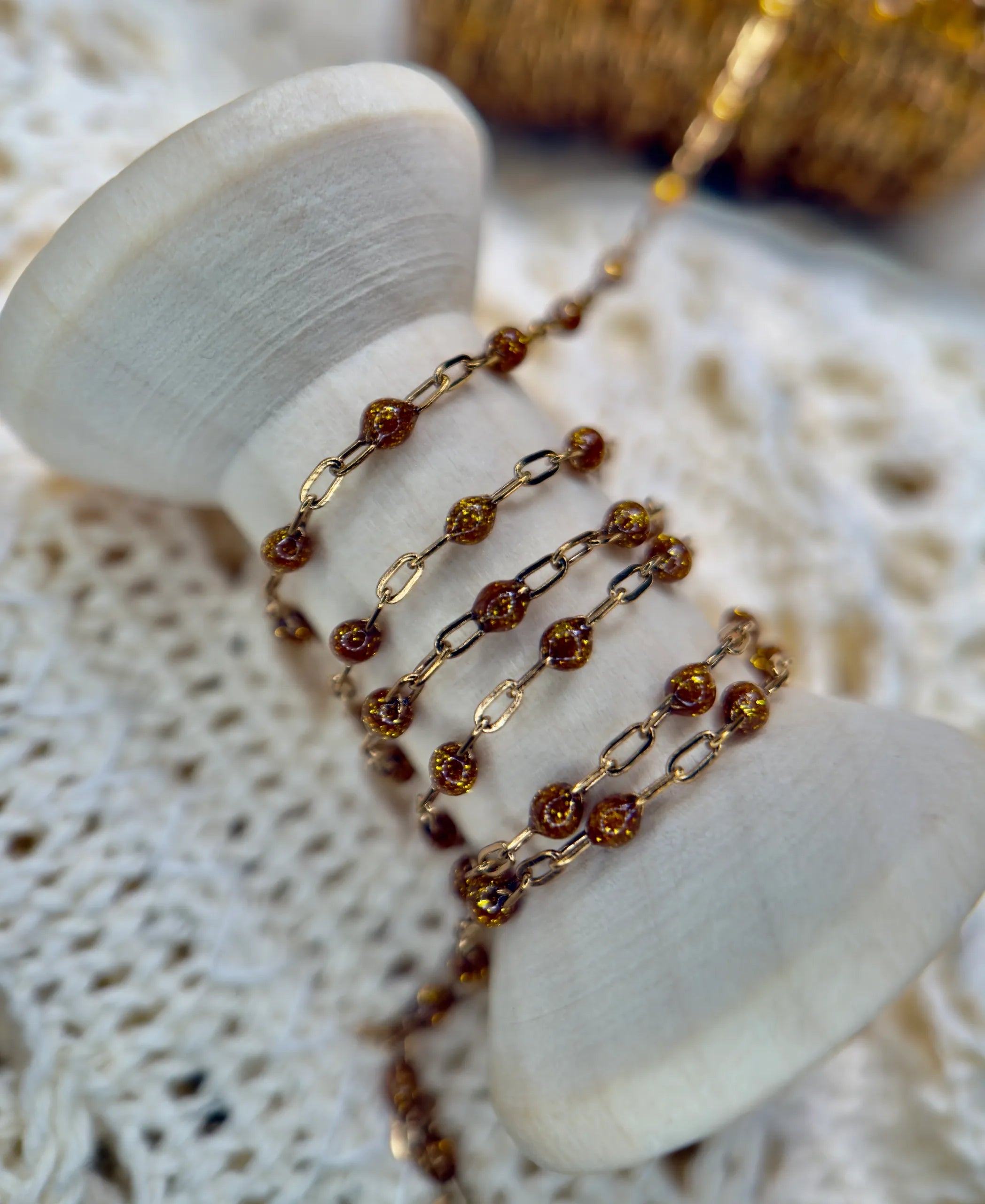 Citrine Enamel | 14k Gold PVD Paper Clip Chain