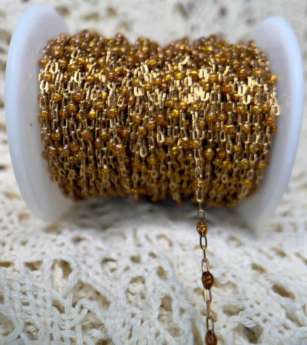 Citrine Enamel | 14k Gold PVD Paper Clip Chain