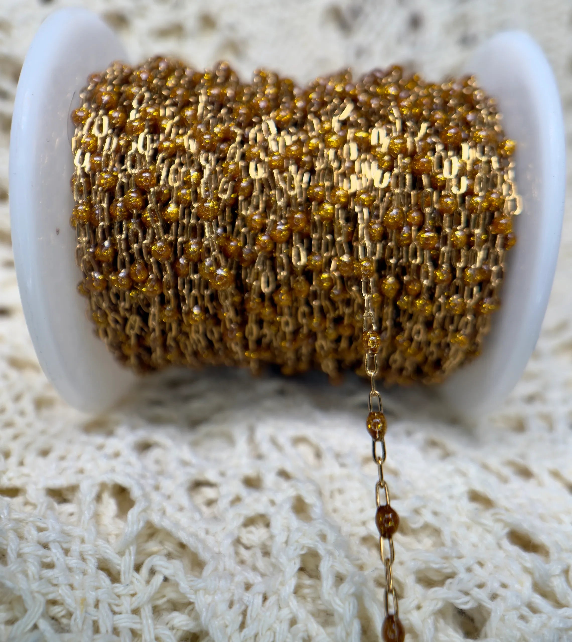 Citrine Enamel | 14k Gold PVD Paper Clip Chain