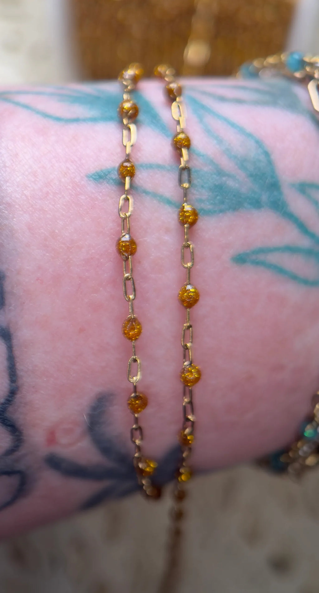 Citrine Enamel | 14k Gold PVD Paper Clip Chain